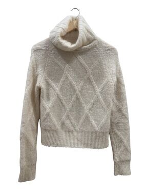 bebe Cream Cable Diamond Turtleneck Sweater